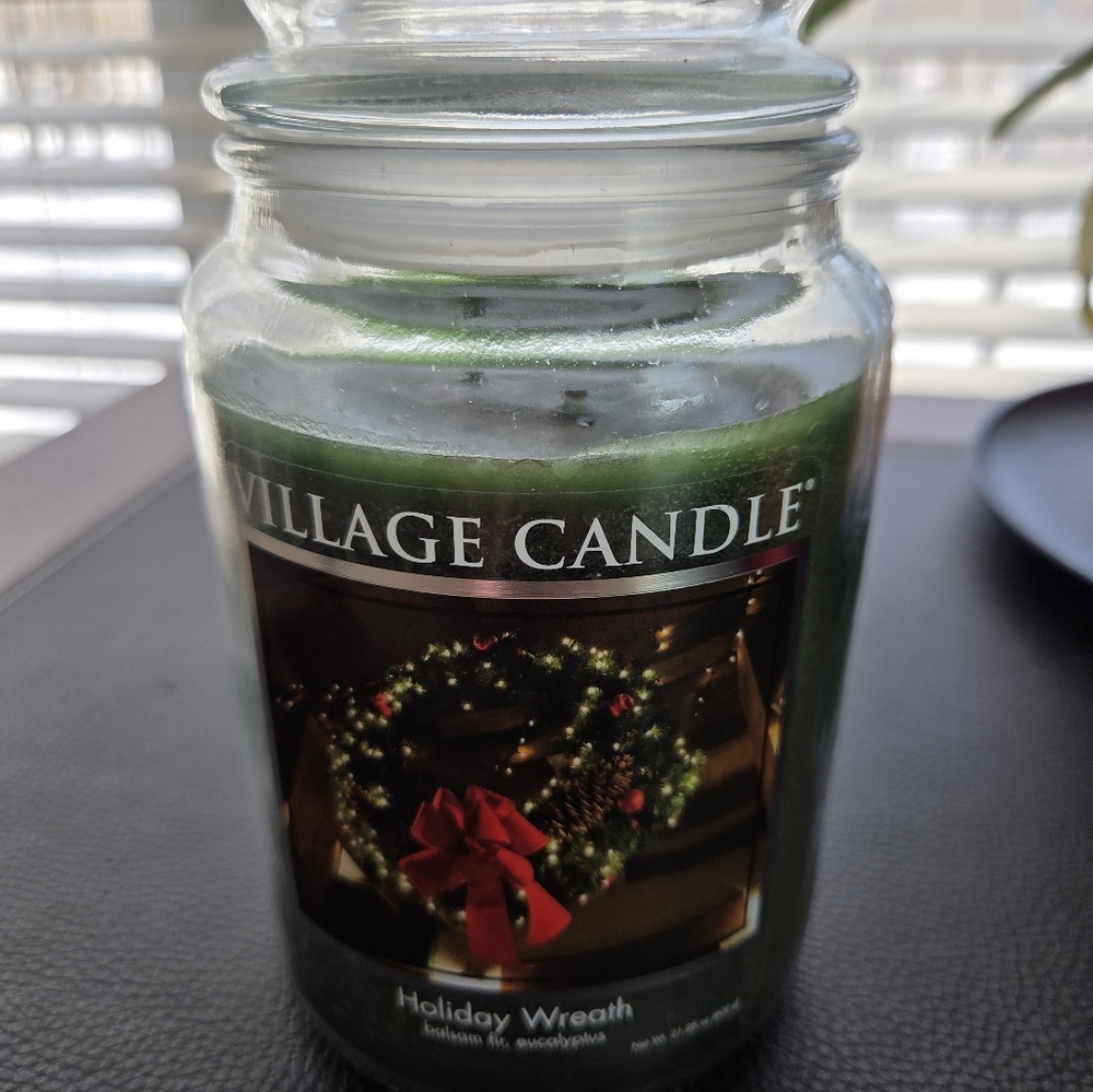 Village Candle Holiday Wreath Large Jar Candle